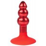 Красная анальная пробка-елочка с круглым ограничителем - 9 см.