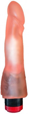 Розовый гелевый вибратор с каплевидной головкой - 19,5 см.