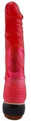Красный вибратор-реалистик из упругого геля - 21,5 см.