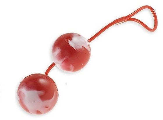 Красно-белые вагинальные шарики  со смещенным центром тяжести Duoballs