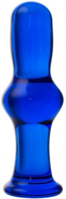 Синяя стеклянная анальная втулка - 13,5 см.