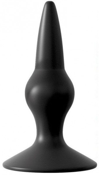 Чёрная анальная пробка с утолщающим шариком - 9 см.