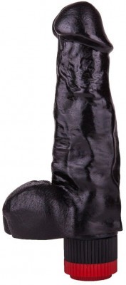 Чёрный фаллический вибромассажёр - 17,8 см.