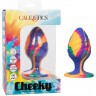 Яркая анальная пробка Cheeky Large Swirl Tie-Dye Plug - 9 см.