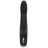 Черный вибратор с клиторальным отростком Greedy Girl Slimline Rabbit Vibrator - 22,8 см.