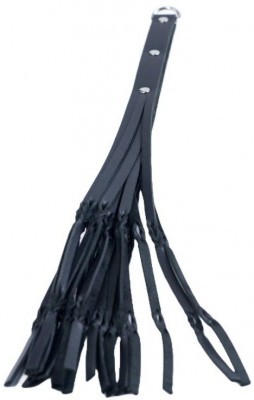 Черная кожаная плеть с 18 хвостами - 52 см.