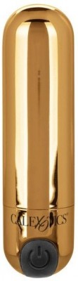 Золотистая вибропуля в чехле для хранения Rechargeable Hideaway Bullet - 7,5 см.