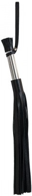 Чёрная кожаная плеть с 24 хвостами и металлической ручкой - 53 см.
