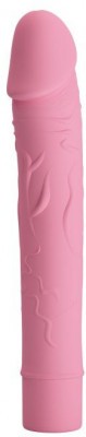 Нежно-розовый вибратор Vic с выделенными венками - 15,5 см.