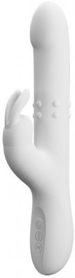 Белый вибратор-кролик Reese с возвратно-поступательными движениями - 24,8 см.