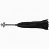 Черная многохвостовая плеть с витой ручкой - 63 см.