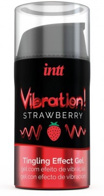 Жидкий интимный гель с эффектом вибрации Vibration! Strawberry - 15 мл.