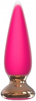 Розовая анальная вибропробка Anal Plug с пультом ДУ - 12 см.