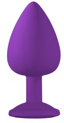 Большая фиолетовая анальная пробка Emotions Cutie Large с прозрачным кристаллом - 10 см.