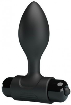 Черная анальная пробка с мощной вибрацией Vibra - 8,6 см.