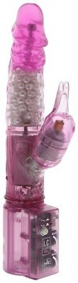 Розовый вибратор с клиторальным отростком JK UNDENIABLE 7.5 PEARL DIVER - 19 см.