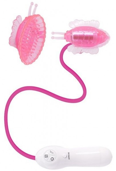 Розовая вибробукашка для клитора с вакуумным всасыванием
