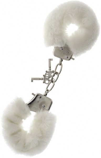 Металлические наручники с белой меховой опушкой METAL HANDCUFF WITH PLUSH WHITE