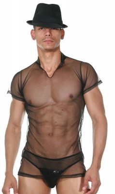 Сексуальный мужской комплект-сетка: футболка и слипы