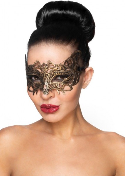 Золотистая карнавальная маска  Беллатрикс 
