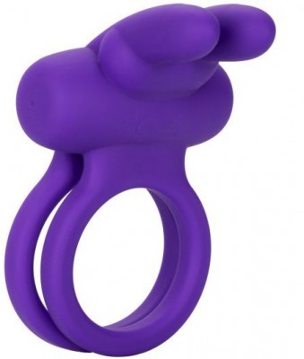 Фиолетовое двойное эрекционное кольцо Silicone Rechargeable Dual Rockin Rabbit