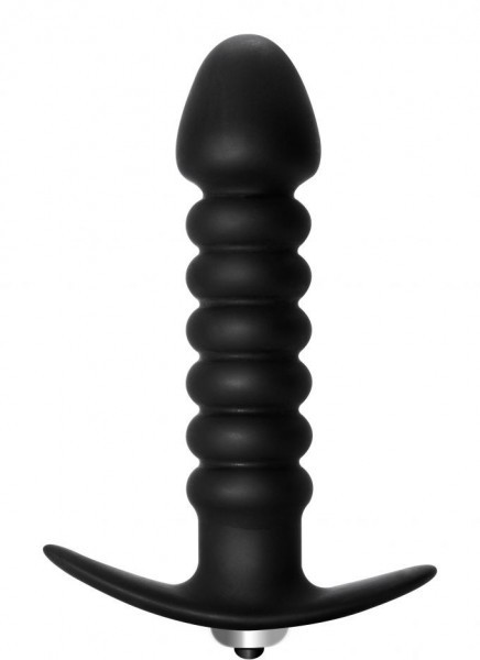 Чёрная анальная вибропробка Twisted Anal Plug - 13 см.