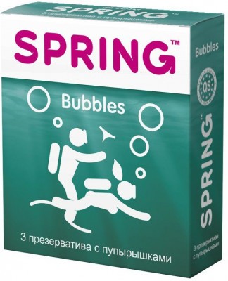 Презервативы SPRING BUBBLES с пупырышками - 3 шт.