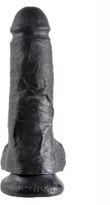 Чёрный фаллоимитатор 8  Cock with Balls - 21,3 см.