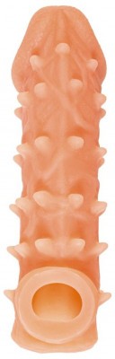 Телесная закрытая насадка с пупырышками Cock Sleeve 005 Size S - 13,8 см.