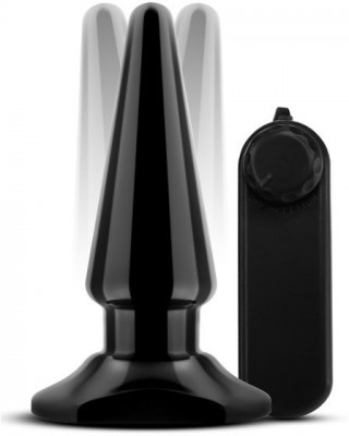 Черная анальная пробка с вибрацией Basic Vibrating Anal Pleaser - 10,2 см.