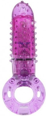 Фиолетовое эрекционное кольцо с вибрацией и пальчиком OYEAH PURPLE