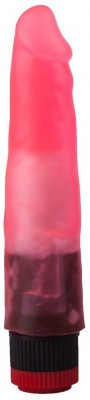 Розовый гелевый виброфаллос со встроенным пультом - 16,5 см.