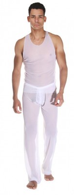 Белый полупрозрачный комплект: майка и брюки