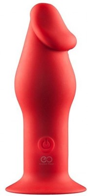 Красный силиконовый анальный вибромассажер  - 12,7 см.