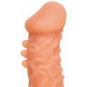 Телесная закрытая насадка с шершавой головкой Cock Sleeve 007 Size S - 13,8 см.