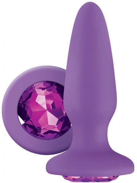 Фиолетовая анальная пробка с фиолетовым кристаллом Glams Purple Gem - 10,4 см.